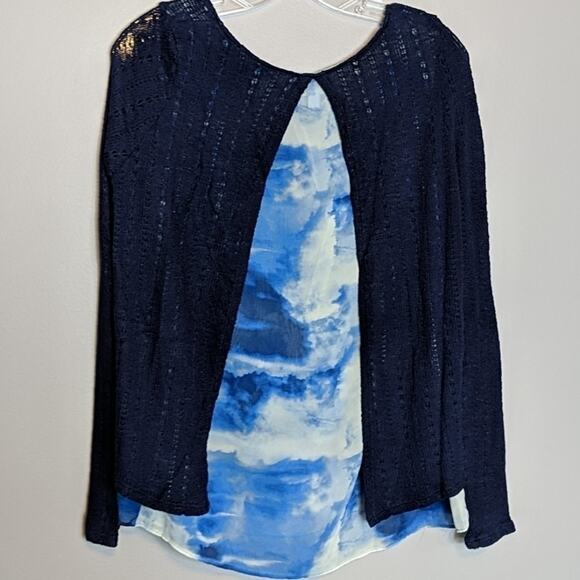 Charming Charlie Navy Sweater with Underlay, S - Picture 4 of 8